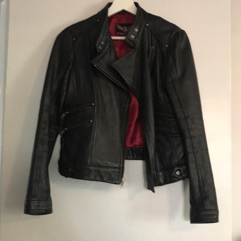 Motorcycle style leather jacket